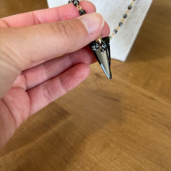 Gray & Gold Swarovski Beaded Lariat Necklace MSRP $68 Skinny by Jessica Elliot - Picture 4 of 6